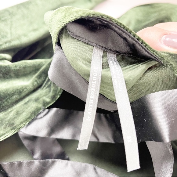 Anthropologie Dark Green Open-Back Velvet Top Size Extra Small - Picture 7 of 10